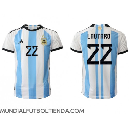 Camiseta Argentina Lautaro Martinez #22 Primera Equipación Replica Mundial 2022 mangas cortas